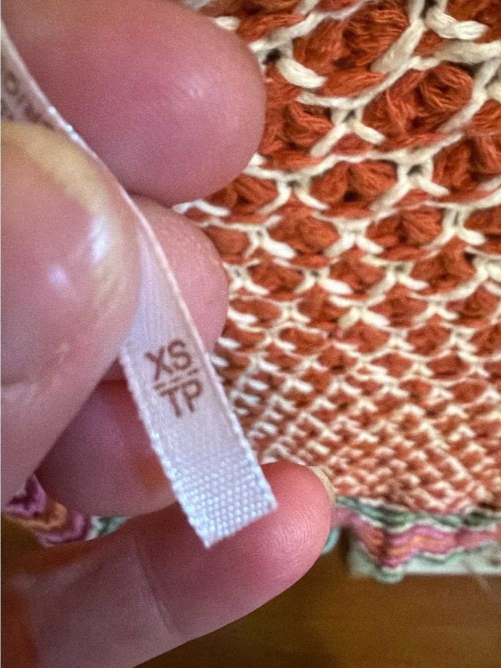 Free People Multicolor Open-Knit Crochet Sweater with Orange Body - Picture 3 of 3